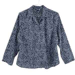 Lane Bryant Venezia Jeans Women's Blue Print Blouse Stretch Shirt Plus Sz 14/16